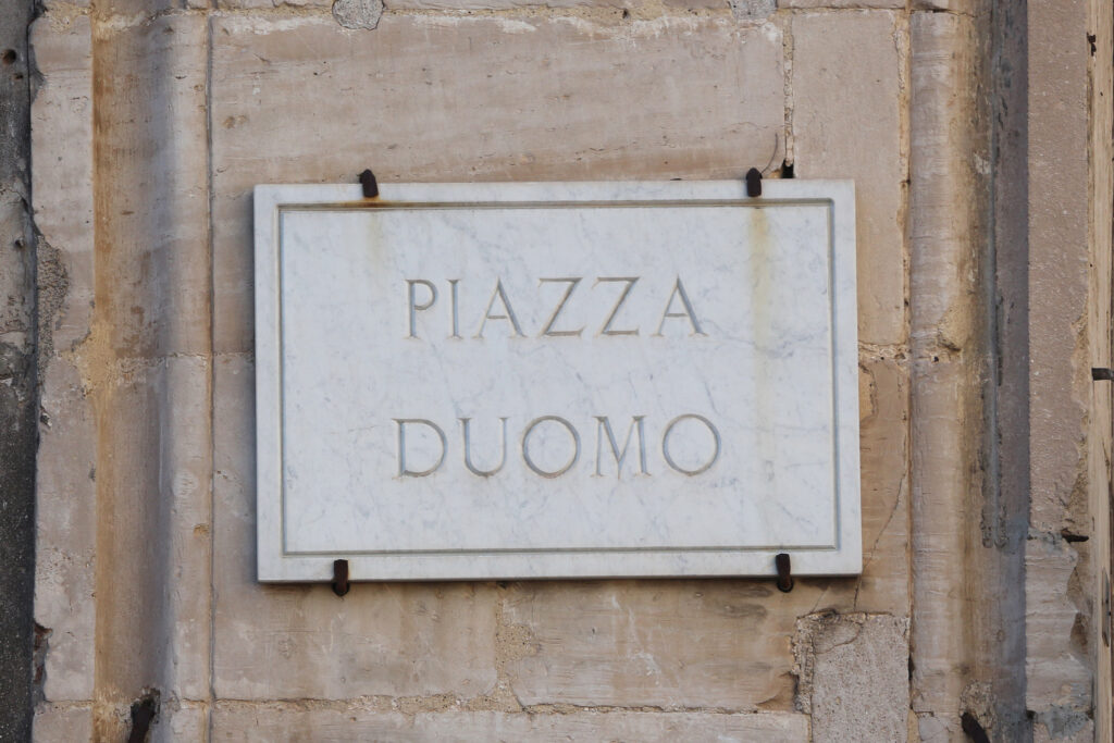 Historic Piazza del Duomo in Catania with volcanic stone architecture
