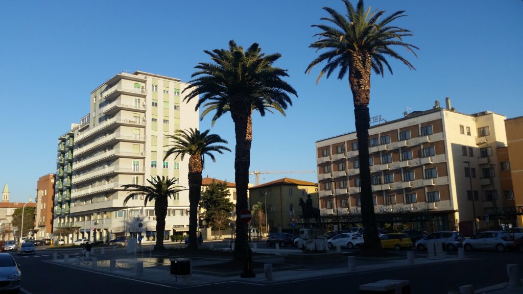 Forecourt view of Piazza Marconi in Grosseto where mountain omnibuses departed
