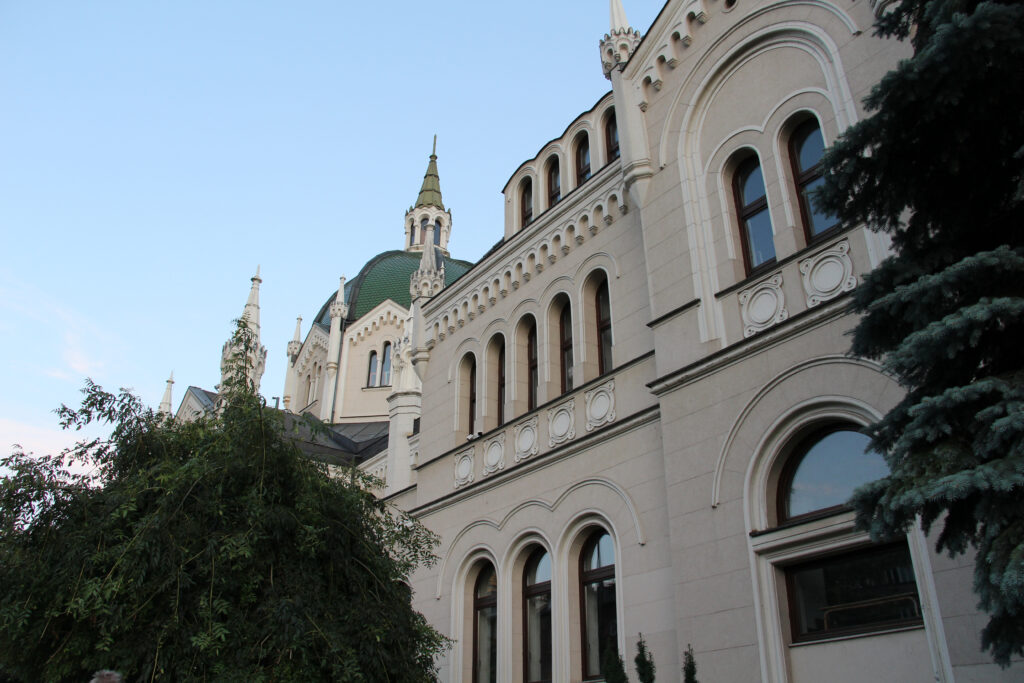 The Academy of Fine Arts in Sarajevo on the bank of the Miljacka, a domed Romanesque-Byzantine building of 1899