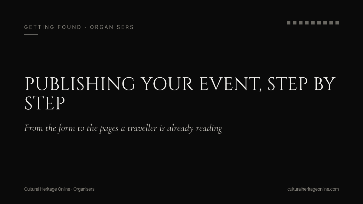 Publishing an event on Cultural Heritage Online, step by step