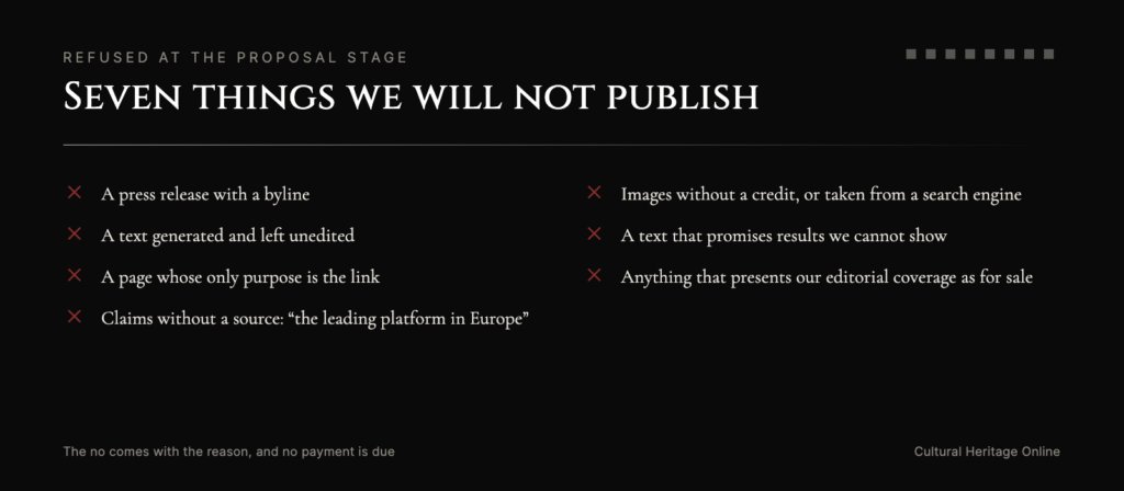 Seven things we will not publish