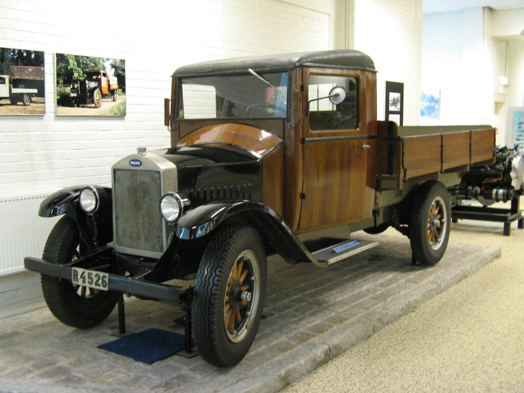 The historic 1928 Volvo LV40 Series 1 motor truck displayed on exhibition