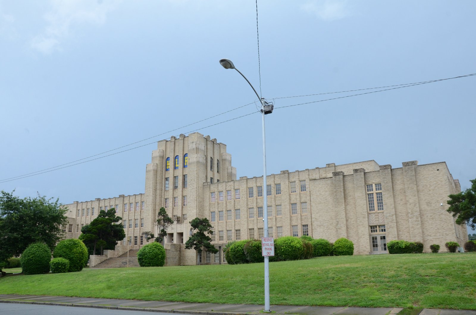 Art Deco light brick facade of North Little Rock High School 1930 Arkansas
