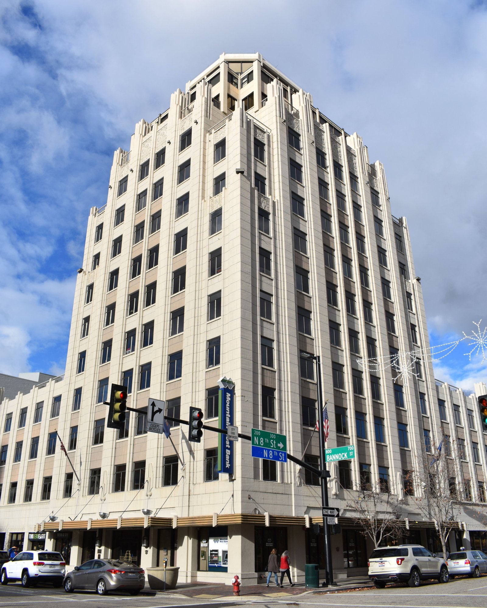 Eleven-story Art Deco Hotel Boise tower on Bannock Street Boise Idaho 1930