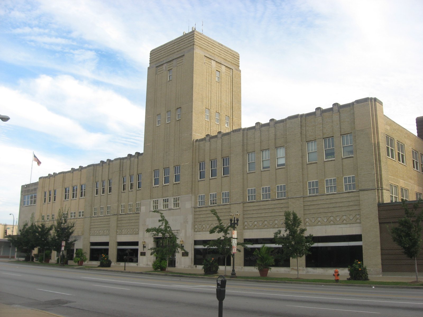 Art Deco Sears Roebuck store 1928 on West Broadway Louisville Kentucky with strong vertical terra cotta banding and geometric ornament