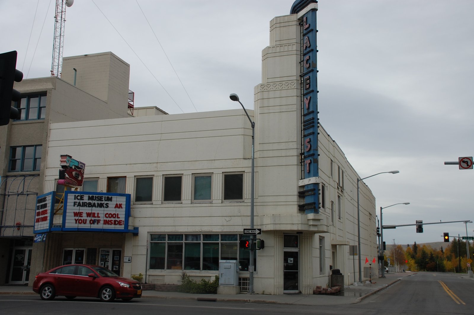 Art Deco Lacey Street Theatre 1939 Fairbanks Alaska exterior designed by B Marcus Priteca now Fairbanks Ice Museum