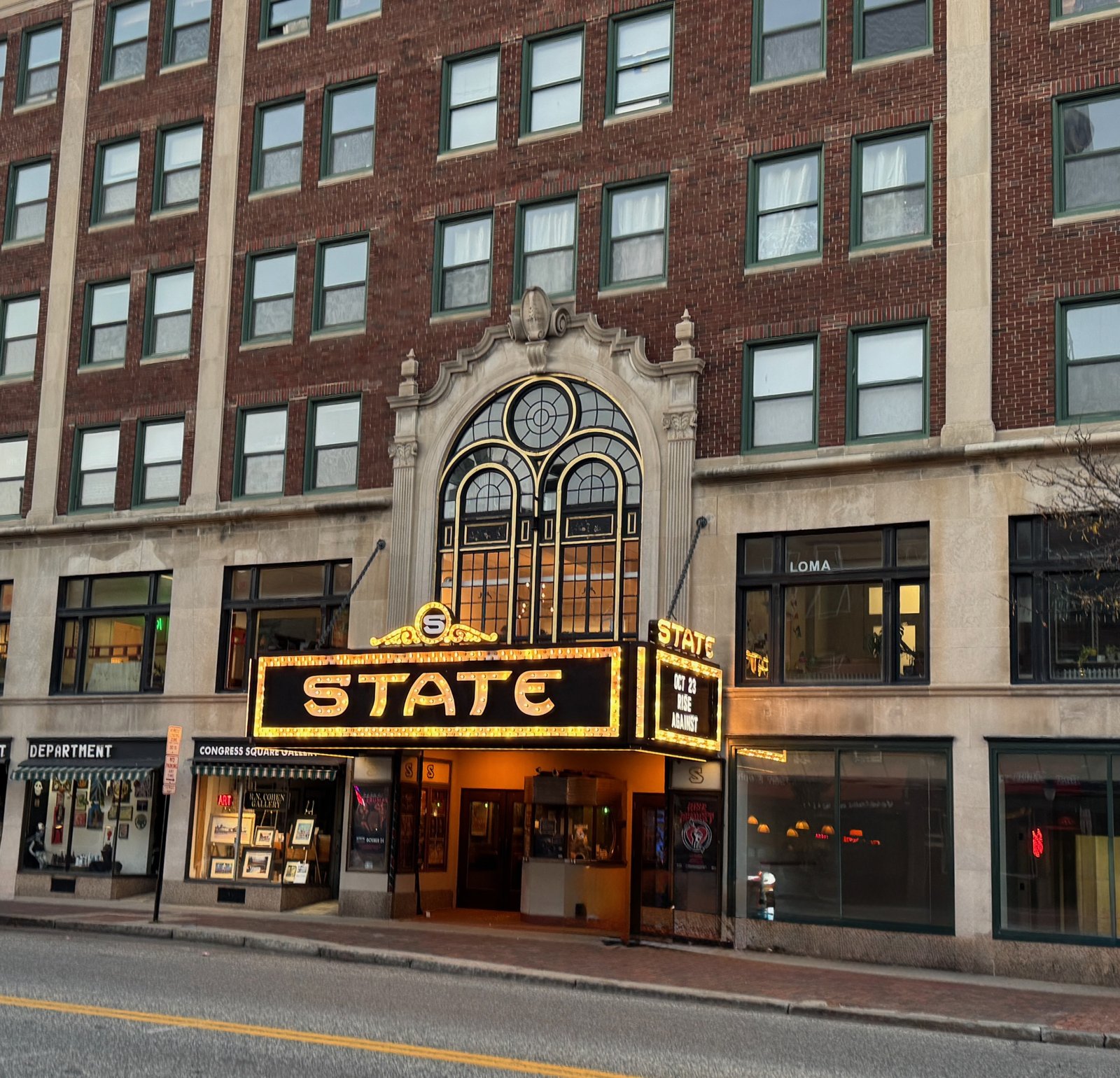 State Theatre (1929), Moorish and Art Deco facade on Congress Street, Portland, Maine.