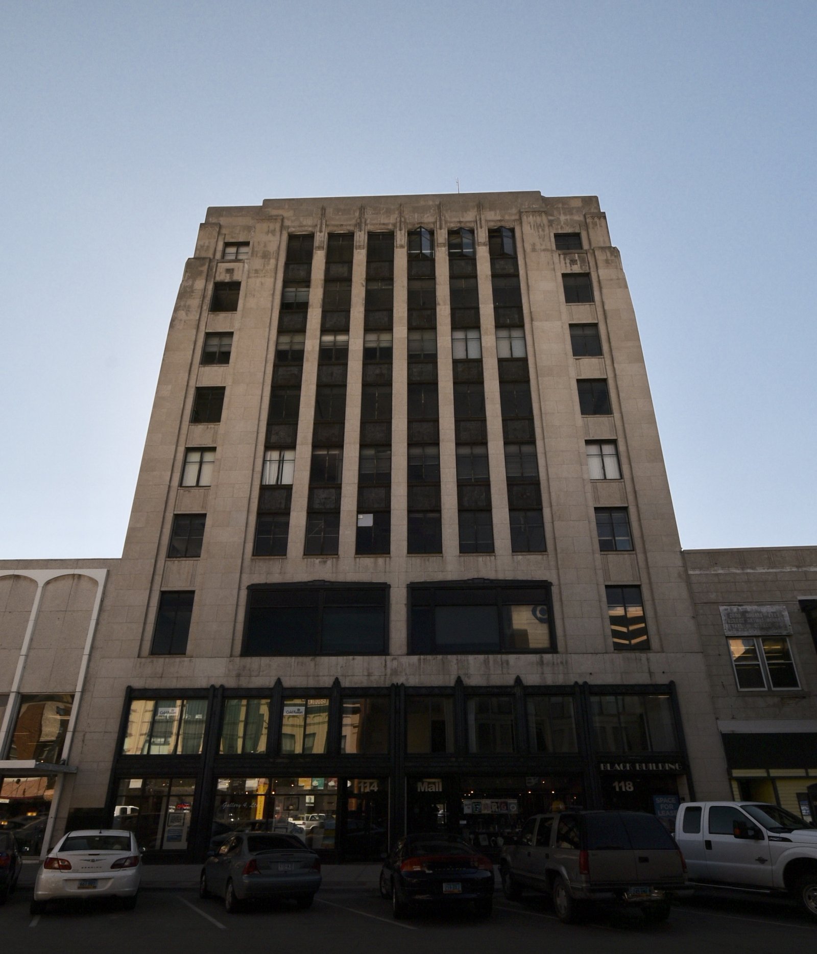 Black Building, eight-story Art Moderne skyscraper in Indiana limestone on Broadway, Fargo, North Dakota